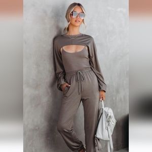 Vici 3 Piece Olive Jogger Set